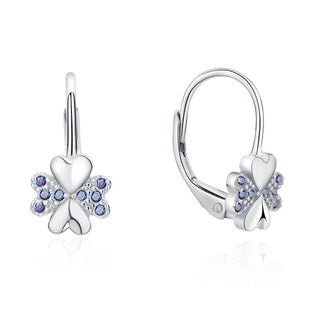 Moiss Playful silver Orecchini con blue zircons four-leaf clover E0000570