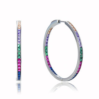 Moiss Bellissimi Orecchini In Argento A Cerchio Con Zirconi Colorati E0001880