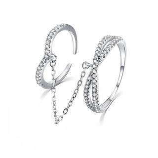 Moiss Luxury double silver Anello con zircons R00022 - Circonferenza: 54 mm
