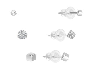 Moiss Set minimalista de pendientes de plata E0004884 (3 pares de pendientes) 