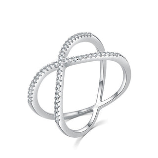 Moiss Anello Doppio Minimalista In Argento Con Zirconi R00021 - Circuito: 52 Mm