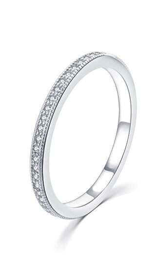 Moiss Anello Minimalista In Argento Con Zirconi R00020 - Circuito: 50 Mm