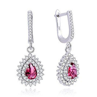 Moiss Pendientes de plata deslumbrante con circonitas cúbicas E0003538 