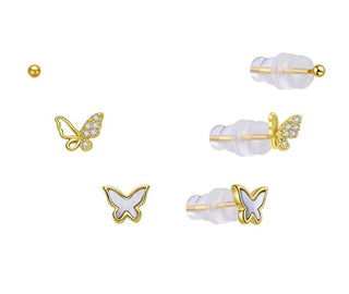 Moiss Set de Pendientes Juguetones Chapados en Oro E0004645 (3 pares de pendientes) 