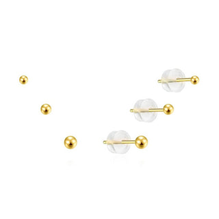 Moiss Set de Pendientes Minimalistas Chapados en Oro E0004639 (3 Pares de Pendientes) 