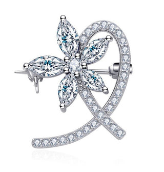 Moiss Spilla In Argento Lucido Fiore Con Zirconi O0000008