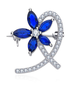 Moiss Silver Spilla Flower con blue zircons O0000009