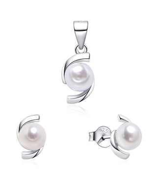 Moiss Silver jewelry set con real pearl SP000120 (Ciondolo, Orecchini)