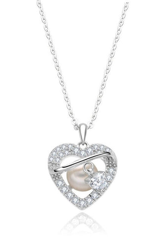 Moiss Collana In Argento Cuore Con Zirconi E Perla Eternity Np000146