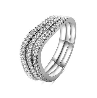 Moiss Triple silver Anello con zircons R00023 - Circonferenza: 58 mm