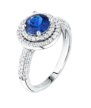 Morellato Anello In Argento Lucido Con Zircone Blu Tesori Saiw27701 - Circuito: 52 Mm