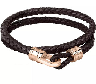 Morellato Pulsera Doble de Piel Marrón Moody Sqh3 - Longitud: 40 Cm 