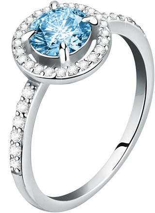 Morellato Delicato Anello In Argento Con Zircone Blu E Cristalli Tesori Saiw9701 - Circuito: 56 Mm