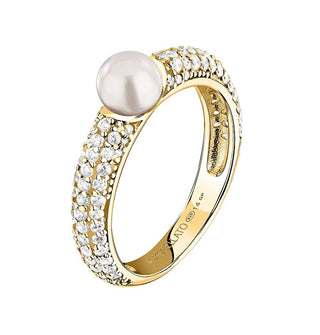 Morellato Bague plaquée or avec vraie perle et zircons Perla Sxu510 - Circonférence : 54 Mm 