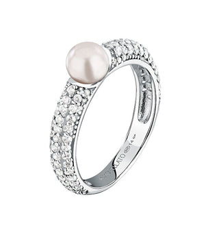 Morellato Anello In Argento Con Vera Perla E Zirconi Perla Sxu500 - Circuito: 52 Mm