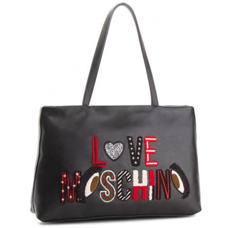 Moschino, borsa in tessuto, nero, jc4288pp06km_0000, 36/39 x 25,5 x 11 cm