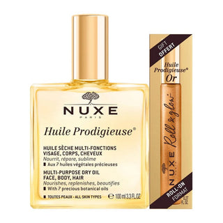 Nuxe Huile Prodigieuse Óleo Seco Multifuncional 100ml + Huile Prodigieuse Gold Roll-On 8ml GRÁTIS