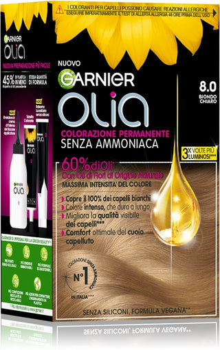 Garnier Olia Tinta Capelli, Senza Ammoniaca 8.0 Biondo Chiaro