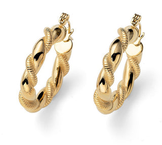 Oliver Weber Eleganti Orecchini Rotondi Placcati Oro Twisty 23035G