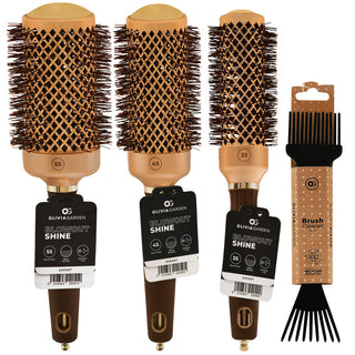 Set di spazzole per capelli Olivia Garden Expert Blowout Shine da 35, 45, 55 mm