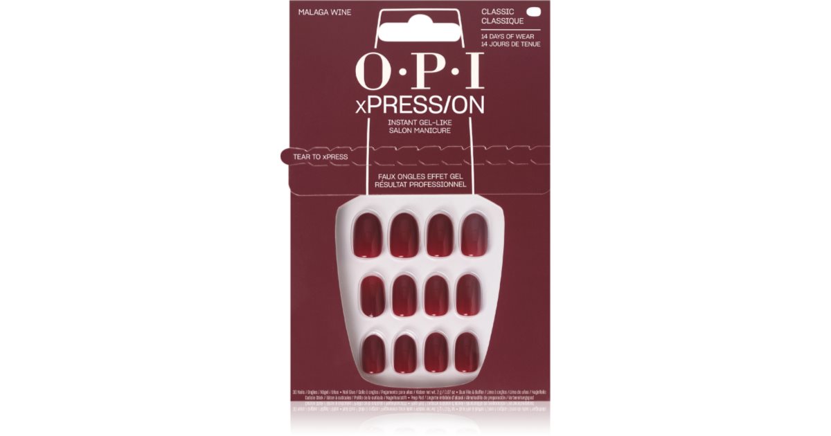 Opi Xpress-On 人造指甲标志性色调马拉加酒红色 30 U