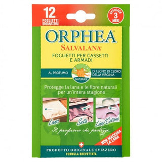 Orphea Orphea Salvalana Foglietti Per Cassetti E Armadi Al Profumo Di Legno Di Cedro Della Virginia 12 Pz