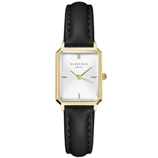 Rosefield Octagon XS White Black Leather Gold OWBLG-O84