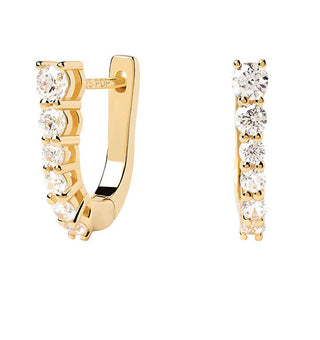 Pdpaola Elegantes pendientes chapados en oro con circonitas Rise Gold Ar01-804-U 