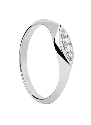 Pdpaola Elegante Anello In Argento Con Zirconi Gala Vanilla An02-A52 - Circuito: 54 Mm
