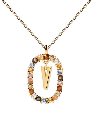 Pdpaola Bellissima Collana Placcata Oro Con Lettera "V" Lettere Co01-281-U (Catena, Pendente)
