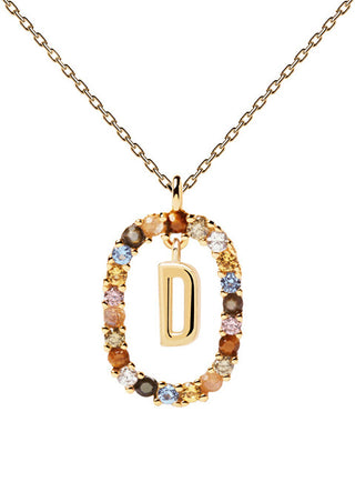Pdpaola Bellissima Collana Placcata Oro Con Lettera "D" Lettere Co01-263-U (Catena, Pendente)