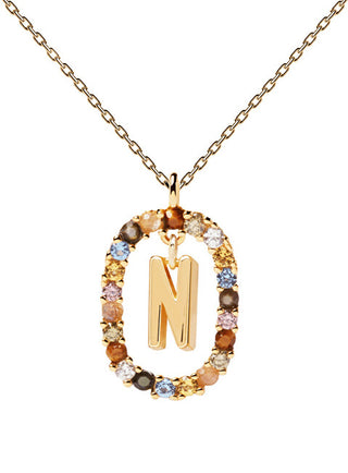 Pdpaola Bellissima Collar chapado en oro con letra "N" Letters Co01-273-U (Cadena, Colgante) 
