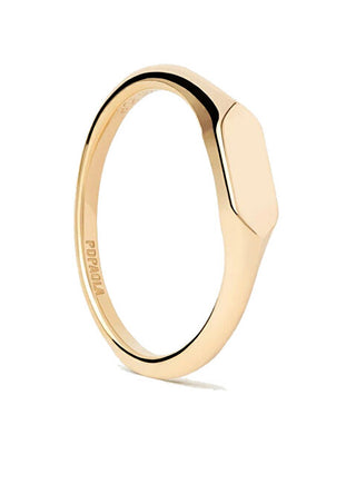 Pdpaola Anello Minimalista Placcato Oro Hexagon Mini An01-C47 - Circuito: 48 Mm