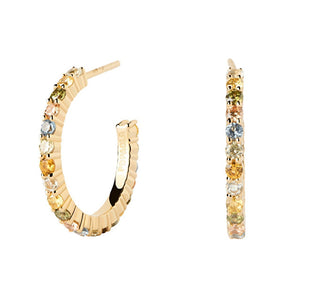Pdpaola Orecchini In Argento Placcato Oro Con Zirconi Scintillanti Rainbow Gold Ar01-B96-U