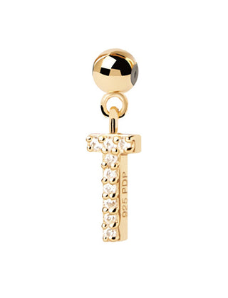 Pdpaola Colgante Chapado en Oro "T" Charms Ch01-069-U 