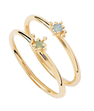 Pdpaola Set of gold-plated rings con zircon Les Fleurs Colors AN01-C94 - Circonferenza: 52 mm