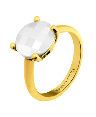 Pierre Lannier Anello Placcato Oro Con Agata Bianca Multipli Bj06A321 - Circuito: 56 Mm