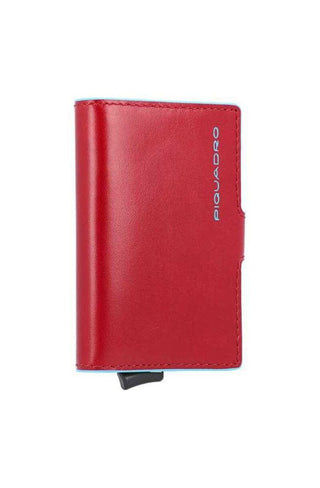 Piquadro, quadrato blu, portafoglio in pelle, protezione antifrode RFID, 42023100, rosso, da uomo
