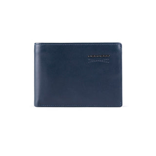 Piquadro, portafoglio in pelle, portamonete, blu navy, da uomo