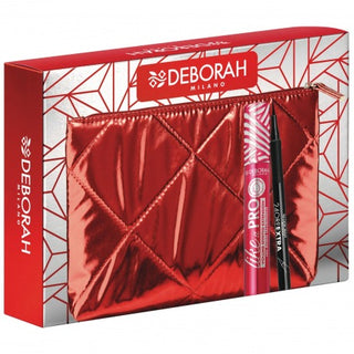 Deborah Pochette Metallizzato Rosso Contenente: Mascara Like A Pro Ialuronico E Eyeliner 24Ore Extra