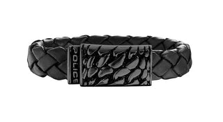 Police Bracciale In Pelle Nera Per Uomo Pj25729Blb01 - Lunghezza: 21 Cm