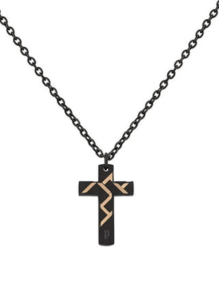 Police Collana In Acciaio Nero Con Croce Munnar Pj26478Psbr01