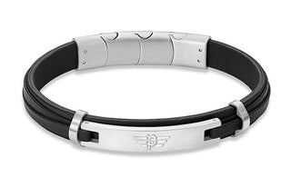 Police Bracciale In Pelle Nera Looper Peagb0040803