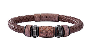 Police Men´s leather Bracciale Longford Copper PJ26458BLC-02