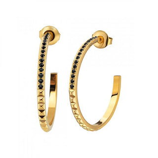 Police Gold-plated hoop Orecchini with black crystals PEJLE2010511