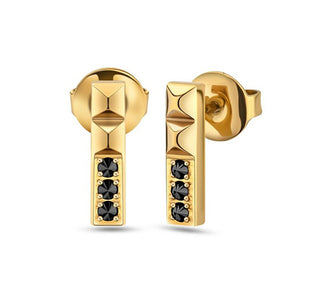 Police Gold-plated Orecchini Bars with black crystals PEJLE2010501