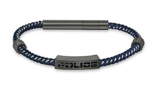 Police Elegante Bracciale Da Uomo In Pelle Blu Assault Peagb0034901