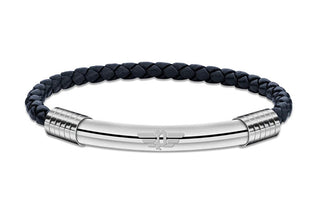 Police Dark blue leather Bracciale Gear PEAGB2211504 - Length: 19 cm