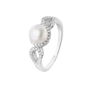 Beneto Bague en argent avec cristaux et perle véritable AGG205 - Circuit : 54 mm