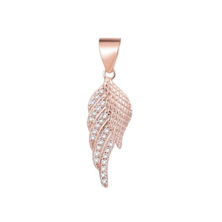 Beneto قلادة مطلية بالذهب مع زركونيا على شكل جناح ملاك AGH594-ROSE